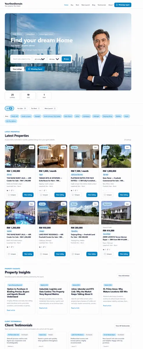 Contoh website ejen di atas platform ini